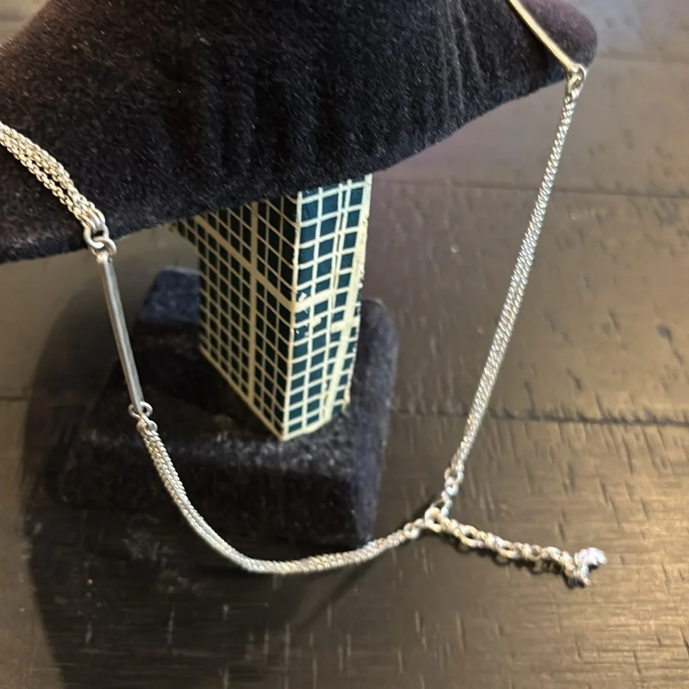 Lucky Brand Hammered Bars Silver Gold Multichain Eagle Enamel Pendant Necklace​